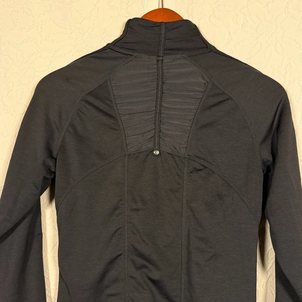 Athleta Ruched Pocket Dark Gray Athletic Workout Zip Front Jacket Sz S